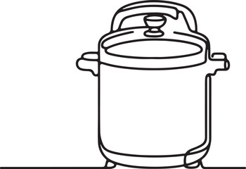 Pressure Cooker Line Drawing Vector Art