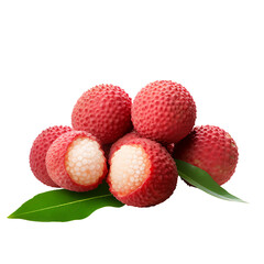 Fresh Red Lychee Fruit on White Background – Juicy Tropical Summer Fruit