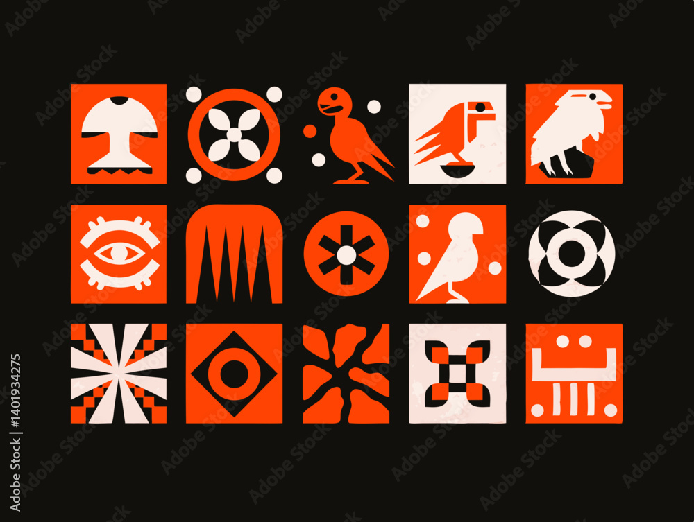 Aufkleber boho icon set with seamless black circular design for web and wallpaper use