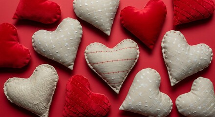 Obraz premium Crimson Embrace of Gentle Hearts AI Generated