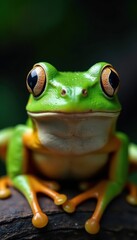 Close-up of frog's face with big eyes, nature, frogs