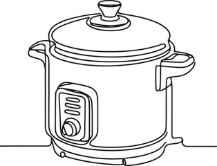 Rice Cooker Vector Line Art for Design