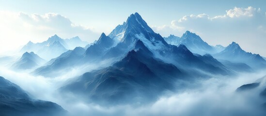 Fototapeta premium Majestic Mountains Misty Sunrise