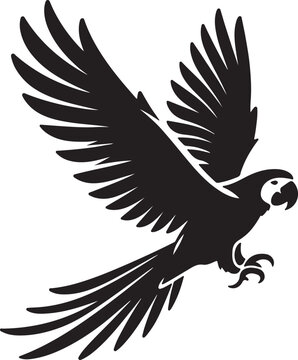 Parrot black silhouette vector, vector illustration of a black parrot