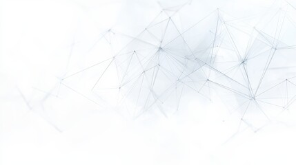 Abstract White Background with Polygonal Lines and Dots, Representing Digital Connection and Network