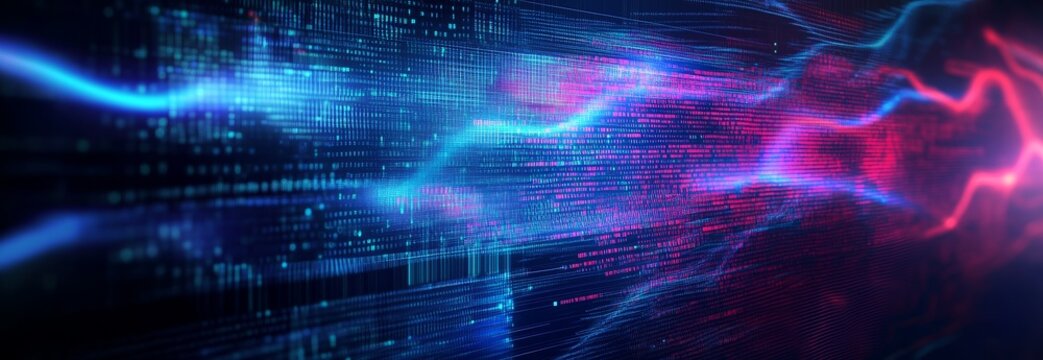Abstract Digital Background with Futuristic Data Technology and Computer Code, Representing the Future of Information Exchange