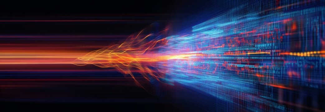 Abstract Digital Background with Futuristic Data Technology and Computer Code, Representing the Future of Information Exchange