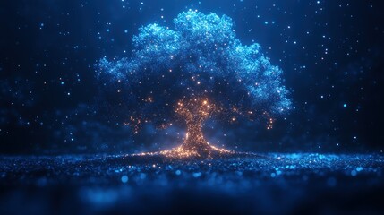 Glowing digital tree