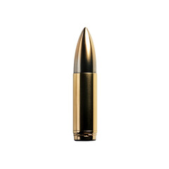 Golden Bullet Isolated on White Background &ndash; Shiny Metal Ammunition Design