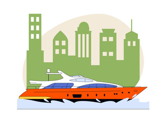 Yacht illustration. Modern transportation illustration. City vehicle concept. Flat vector illustration.