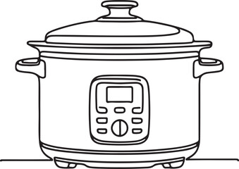 Vector Line Art of Slow Cooker