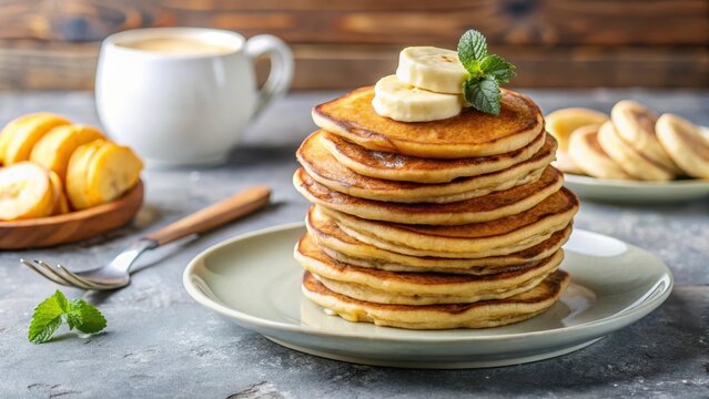 Healthy Banana Protein Pancakes on a Plate, protein-packed, nutrition,  protein-packed