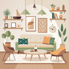Cozy living room with natural elements