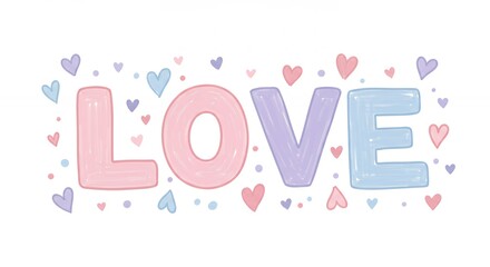 Pastel love word art graphic illustration