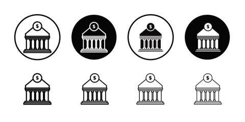Bank icon Thin line art collection