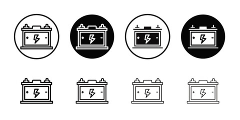 Car battery icon Thin line art collection