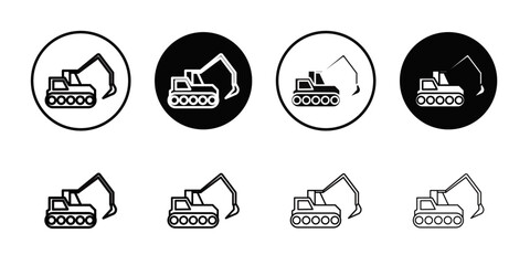 Excavator Icon Thin line art collection