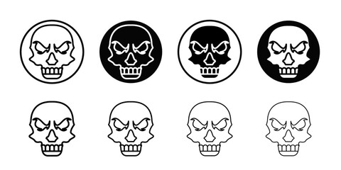 Evil skull icon Thin line art collection