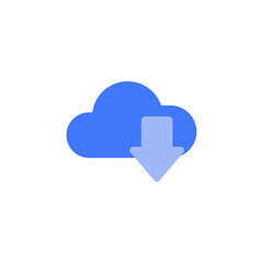 Cloud Download Blue Icon signifying Data Storage and File Transfer