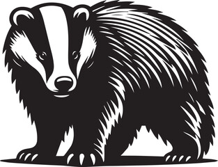 Obraz premium Badger illustration, Badger silhouette vector isolated on white background full body
