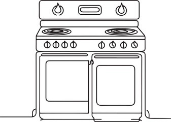 Obraz premium Minimalist Stove Line Drawing Vector Illustration