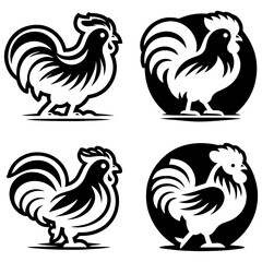 Classic Black Silhouette Design of Domestic Hens