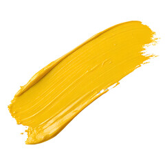 yellow paint stroke on transparent background