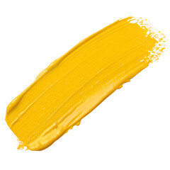 yellow paint stroke on transparent background