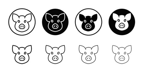 Pig face icon Thin line art collection