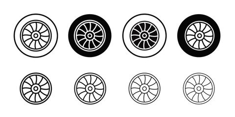 Plane turbine icon Thin line art collection