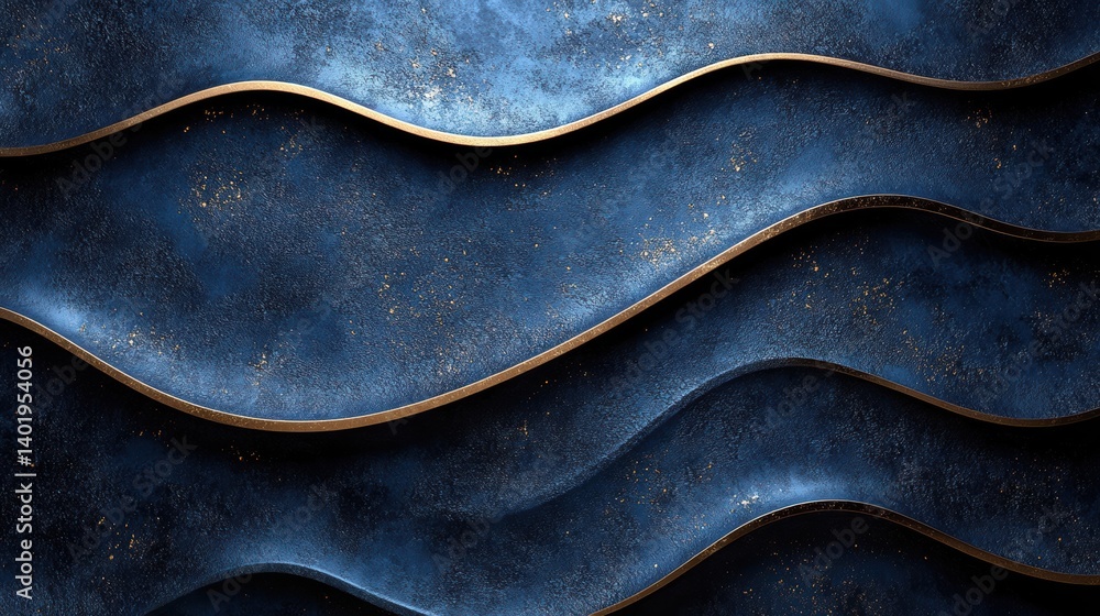 Poster grainy deep blue metallic texture abstract geometric parallel curves background banner with blank sp