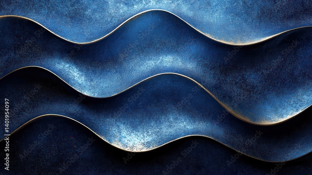 Poster grainy deep blue metallic texture abstract geometric parallel curves background banner with blank sp