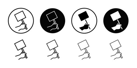 Protest banner in hand icon Thin line art collection