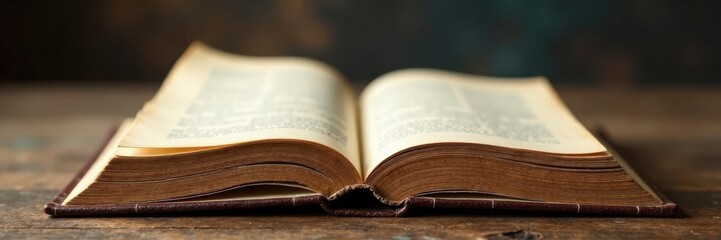 Obraz premium Worn leather-bound book pages background, classic, vintage