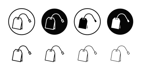 Tea bag icon Thin line art collection