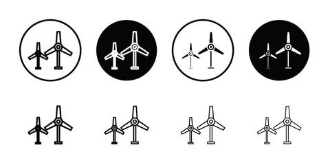 Wind turbine icon Thin line art collection