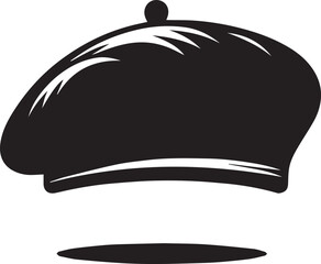 Fototapeta premium Black beret hat icon shape silhouette, Beret Hat illustration, Beret Hat silhouette vector isolated on white background