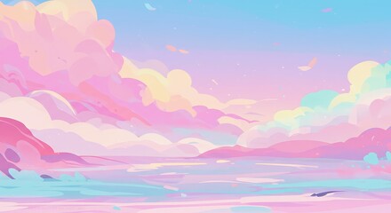 Fototapeta premium Pastel Dreamscape AI Generated