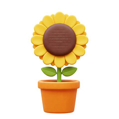 Obraz premium 3d icon illustration of a sunflower on the pot