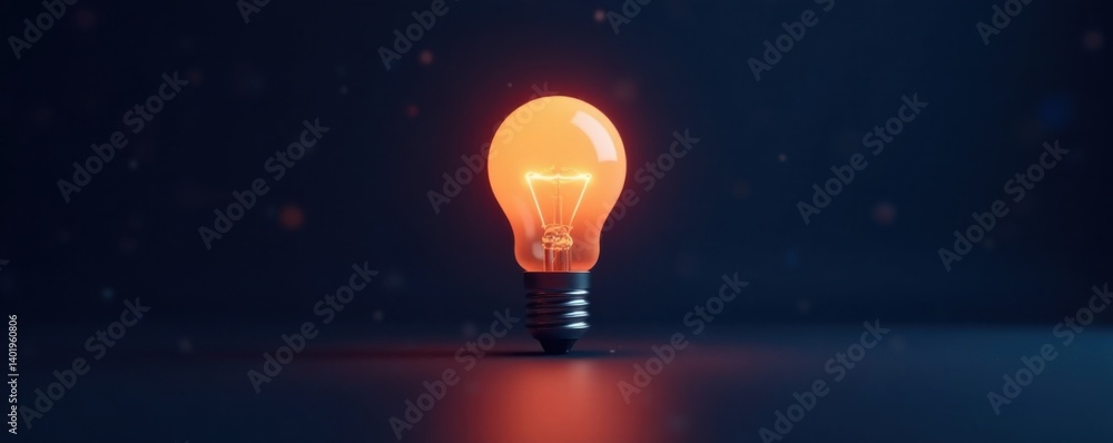 Poster simple click icon on a dark background with lightbulb symbol, button, technology, computer