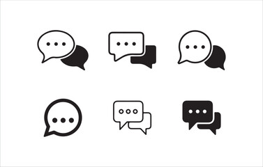 Chat icon set. Speech bubble icon vector. Comment icon speech bubble symbol.  Black speech bubble. Vector illustration
