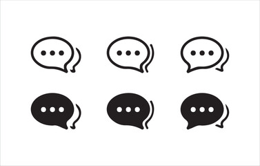 Chat icon set. Speech bubble icon vector. Comment icon speech bubble symbol.  Black speech bubble. Vector illustration
