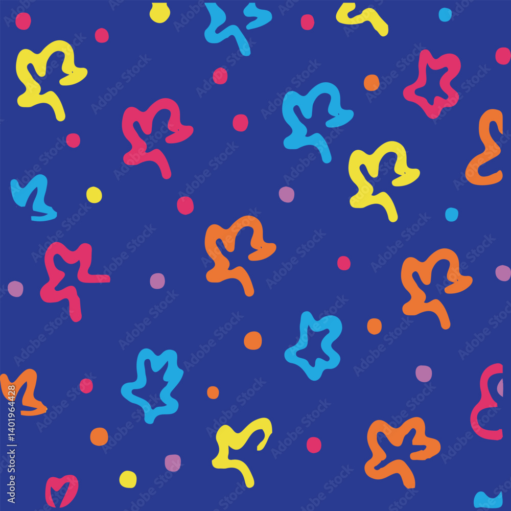 Poster fun colorful line doodle seamless pattern. creative minimalist style art background for children or 