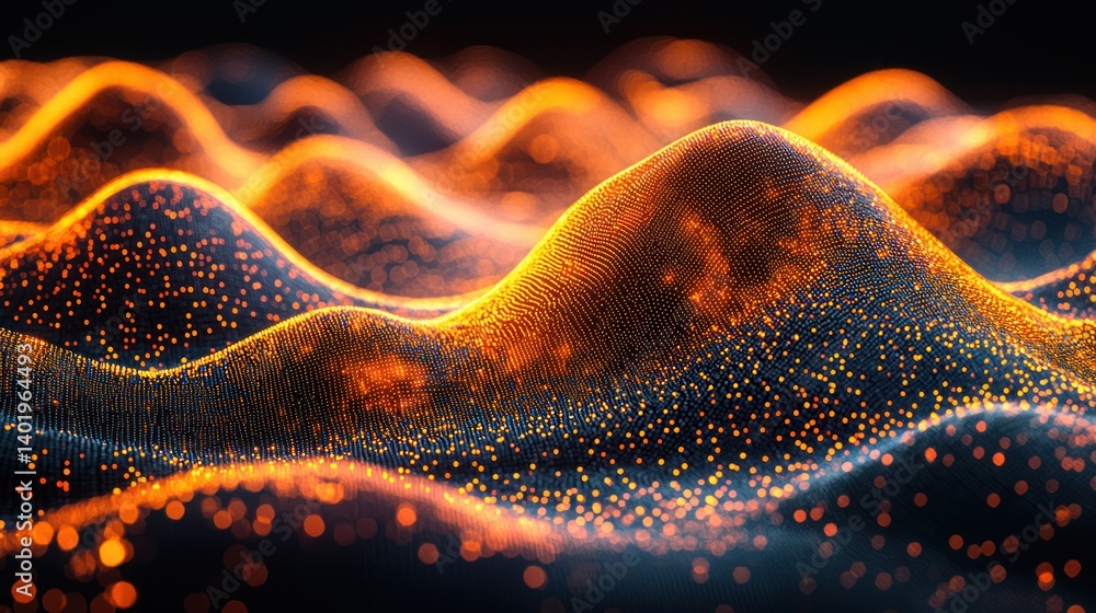 Fototapete abstract orange and black digital landscape: a mesmerizing digital art piece featuring a surreal lan