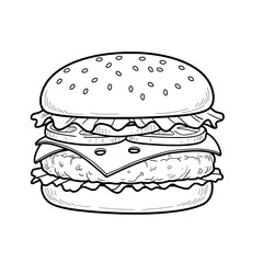 line art illustration of a burger