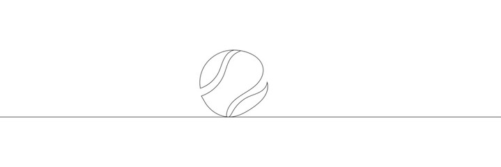 Fototapeta premium Single line drawing of tennis ball. equipment one continuous line art, Tennis ball continuous line. Continuous one line drawing tennis ball. Sport concept, Illustration of tennis&nbsp;ball&nbsp;moving&nbsp;&nbsp;.EPS&nbsp;10 