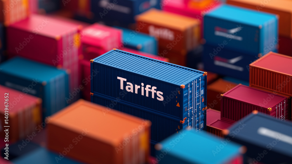 Poster a blue shipping container labeled 