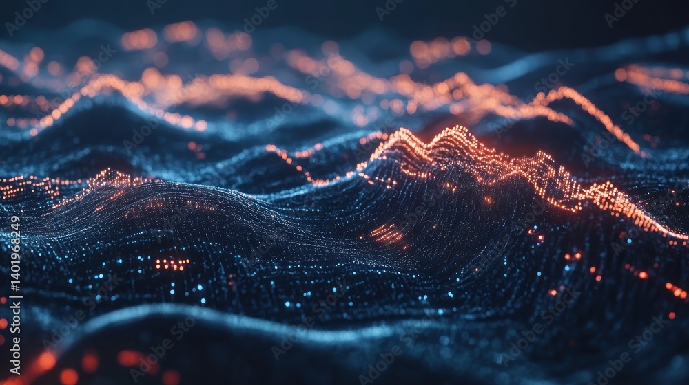Poster abstract data waves in dark space