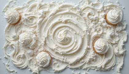 Whipped cream decoration kitchen food photography bright top-down culinary art