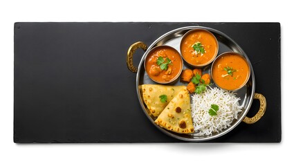 Balanced Indian Lunch Thali Overhead View